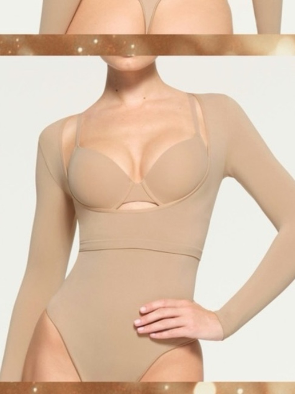 Skims Open Bust Arm Shaper Shapewear Clay SMALL